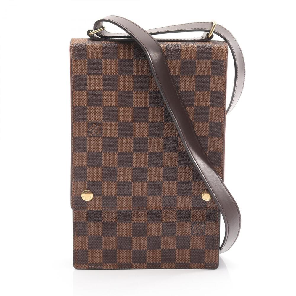 Louis Vuitton Portobello Shoulder Bag Canvas Leather Damier Brown